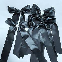 Черный 8шт полиэстеровая односторонняя атласная лента подсвечник украшение, бантом, чёрные, 300x120 мм