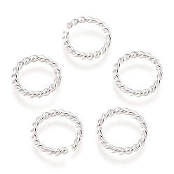 Серебро 304 кольца прыжок из нержавеющей стали, открытые кольца прыжок, скрученный, серебряные, 10x1.5 мм, Внутренний диаметр: 7 мм