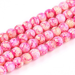 Темно-Розовый Выпечка окрашенные стеклянные бусины, круглые, темно-розовыми, 6~6.5 мм, отверстие : 1 мм