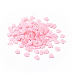 Pink Handmade Polymer Clay Cabochons, Heart, Pink, 5x4.5x0.8mm, about 76923pcs/1000g