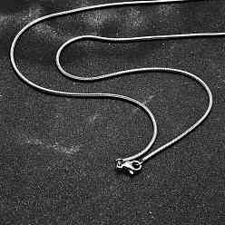 Нержавеющая Сталь Цвет Не тускнеющие регулируемые 304 ожерелья из нержавеющей стали, с цепочками-змейками и скользящими бусинами, цвет нержавеющей стали, 28.3 дюйм ~ 28.5 дюйм (71.9~72.3 см)