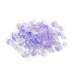 Сине-фиолетовый Набор для поиска ювелирных изделий в стиле барокко своими руками, включая прозрачные акриловые подвески с градиентом и бусины, разнообразные, синий фиолетовый, 9~40x10~33x3~12 мм, отверстие : 1~3 мм, 1111 шт / 500 г