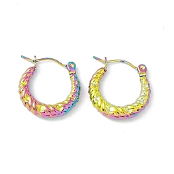 Rainbow Color Ионное покрытие (ip) 304 массивные серьги-кольца из нержавеющей стали для женщин, Радуга цветов, 18.5x18x3.5 мм, штифты : 0.6 мм