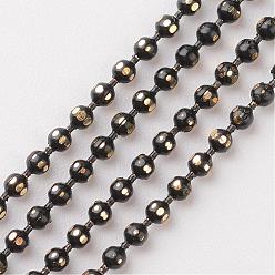 Black Brass Faceted Ball Chains, Soldered, Rack Plating, Two Tone, Black, 1.5mm