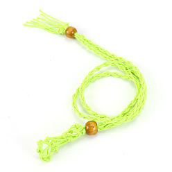 Green Yellow Adjustable Braided Cotton Cord Macrame Pouch Necklace Making, Interchangeable Stone, with Wood Bead, Green Yellow, 27-1/2 inch(700mm)