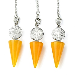 Топаз Нефрит Натуральный топаз, нефритовый конус, биолокационный маятник, большие подвески, с древом жизни, покрытие стойки, фурнитура из латуни с платиновым покрытием, без кадмия и без свинца, 220~240 мм, отверстие : 1.5~2 мм