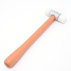 White Rubber Hammer, with Wooden Handle & Iron Connector, White, 26~26.5x8.6x2.9~2.95cm