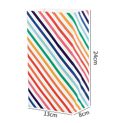 Stripe Rainbow Color Rectangle Paper Candy Bag, Food Packaging Bag, Stripe Pattern, 24x13x8cm