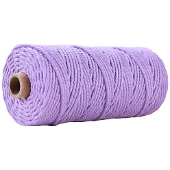 Lilac Cotton String Threads for Crafts Knitting Making, Lilac, 3mm, about 109.36 Yards(100m)/Roll