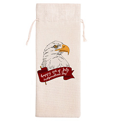 Eagle Independence Day Linen Packing Pouches, Drawstring Bags, Rectangle, Eagle Pattern, 32x13.5cm