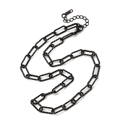 Черный 304 ожерелья из текстурированной нержавеющей стали в виде цепочек-скрепок для женщин и мужчин, чёрные, 18.19 дюйм (46.2 см)