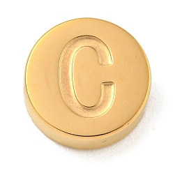 Letter C Ионное покрытие (ip) 304 шарики из нержавеющей стали, плоские круглые с буквы, золотые, буква С, 8x3 мм, отверстие : 1.6 мм