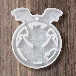 White DIY Silicone Pendant Molds, Resin Casting Molds, Clay Craft Mold Tools, Dragon, White, 106x90x11mm, Hole: 6.5mm