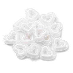White Acrylic Beads, Bead in Bead, Heart, White, 19.5x23x6mm, Hole: 3mm, about 280pcs/500g