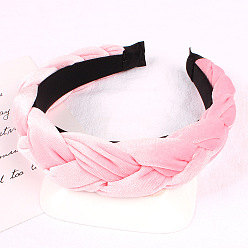 Large cotton solid color twisted headband in pink, shade number 31 Бархатная повязка на голову для женщин, однотонный аксессуар для волос с широкими полями