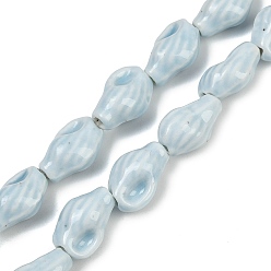 Светло-Голубой Фарфоровые бусины ручной работы серии «Океан», раковина, Небесно-голубой, 15~16x9~10x6~7.5 мм, отверстие : 2 мм, около 25 шт / нитка, 14.17'' (36 см)