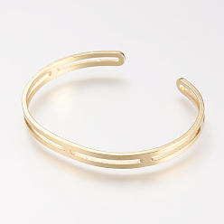 Real 18K Gold Plated Brass Cuff Bangle, Real 18K Gold Plated, 1-3/4 inchx2-1/8 inch(46x54mm)