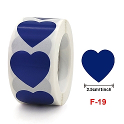 Dark Blue Stickers Roll, Round Paper Heart Pattern Adhesive Labels, Decorative Sealing Stickers for  Gifts, Party, Dark Blue, 25mm, 500pcs/roll