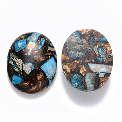 Dodger Blue Assembled Synthetic Imperial Jasper and Bronzite  Cabochons, Dyed, Oval, Dodger Blue, 40x30x7.5~8.5mm