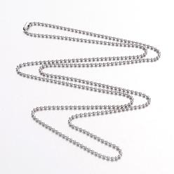 Stainless Steel Color 304 Stainless Steel Ball Chain Necklace Making, Stainless Steel Color, 35.4 inch(90cm), 2.4mm
