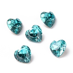 Темно-бирюзовый Кубического циркония кабошоны, задние и задние, сердце, темные бирюзовый, 8x8x3.5 мм