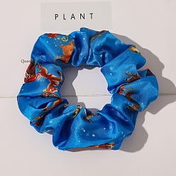 Blue Christmas Theme Cloth Elastic Hair Ties, Scrunchie/Scrunchy Hair Ties for Girls or Women, Blue, 35x90mm