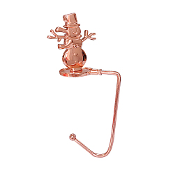 Rose Gold Iron & Alloy Hook Hangers, Mantlepiece Sock Hanger, for Christmas Ornaments, Snowman, Rose Gold, 140mm