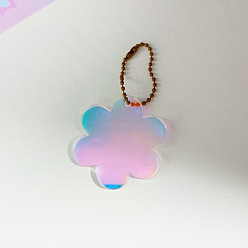 Flower Laser Gradient Acrylic Disc Pendant Decoration, with Ball Chains, for DIY Keychain Pendant Ornaments, Flower, 50~60x3mm