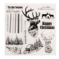 Chocolate Clear Silicone Stamps, for DIY Scrapbooking, Photo Album Decorative, Cards Making, Stamp Sheets, Christmas Tree & Reindeer/Stag, Chocolate, 20.5x20.5x0.3cm