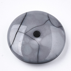 Светло-серый Бусины из cмолы, имитация бирюзовый, плоско-круглые, светло-серый, 19x5 мм, отверстие : 2 мм