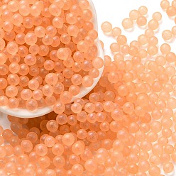 Light Salmon Luminous Glow in the Dark Transparent Glass Round Beads, No Hole/Undrilled, Light Salmon, 5mm, about 2800Pcs/bag