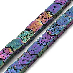 Rainbow Plated Electroplated Natural Lava Rock Beads Strands, Arrow, Rainbow Plated, 8~8.5x7x2.5mm, Hole: 0.9mm, about 56pcs/strand, 16.14''(41cm)