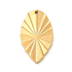 Golden Ion Plating(IP) 304 Stainless Steel Pendants, Leaf Charm, Golden, 30x18x2mm, Hole: 1.4mm