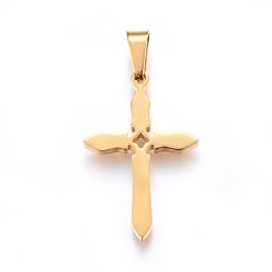 Golden 304 Stainless Steel Pendants, Cut-Out, with Hollow, Cross, Golden, 29x19x2.2mm, Hole: 8x4mm
