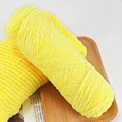 Желтый Шерстяная пряжа синель, бархатные нитки для ручного вязания, для детского свитера, шарфа, ткани, рукоделия, ремесла, желтые, 3 мм, около 87.49 ярдов (80 м) / моток