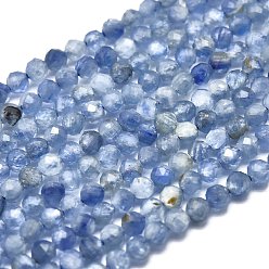 Kyanite Natural Kyanite/Cyanite/Disthene Beads Strands, Round, Faceted, 2.5mm, Hole: 0.5mm, about 158pcs/Strand, 15.55 inch(39.5cm)