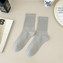 Light Grey Cotton Knitting Socks, Ribbed Winter Warm Thermal Socks, Light Grey, 250x70mm