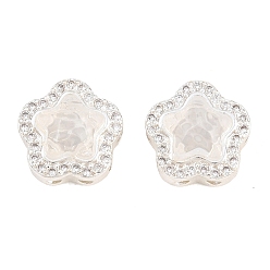 Прозрачный Латунные прозрачные бусины из кубического циркония, без кадмия и без свинца, стойки покрытие, долговечный, смолой цветок, серебряные, прозрачные, 13x13x7 мм, отверстие : 1.5 мм