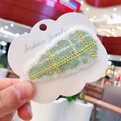 Light Green Cute Wool Yarn Knitting Snap Hair Clips, Teardrop Hair Accessories for Girls, Light Green, 50mm
