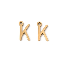 Letter K 304 подвески из нержавеющей стали, подвески с буквой az~z, ионное покрытие (ip), золотые, Письмо K, 8x4.5x1 мм, отверстие : 1 мм