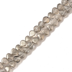 Light Grey Electroplate Transparent Glass Beads Strands, Pearl Luster Plated, Heart, Light Grey, 6x6.5x4mm, Hole: 0.8mm, about 113pcs/strand, 24.41 inch(62cm)