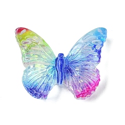 Colorful Spray Painted Resin Decoden Cabochons, with Paillette/Glitter Sequins, Butterfly, Colorful, 21.5x28x7.5mm