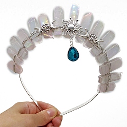 Синий Резинки для волос из натурального кварца, корона сплав резинки для волос для женщин девочек, синие, 350x150 мм