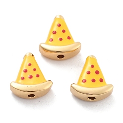 Желтый Стойки обшивки латунные бусины, с эмалью, долговечный, без свинца, без кадмии и без никеля, арбуз, желтые, 12x11.5x5 мм, отверстие : 1.8 мм