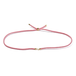 Pink Нейлон шнуры ожерелье решений, с фурнитурой позолоченной латунной, долговечный, розовые, 22~22.8 дюйм (56~58 см), отверстие : 1.7 мм