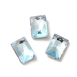 Light Azore Glass Rhinestone Cabochons, Point Back & Back Plated, Faceted, Rectangle, Light Azore, 6x4x2mm