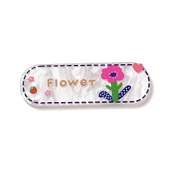 Flower Acrylic Plastic Cabochons, Oval, Flower, 18.5x54x2.5mm