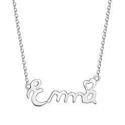 Platinum SHEGRACE 925 Sterling Silver Pendant Necklaces, with Cable Chains, Word, Platinum, 15 inch(38cm)