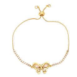 Light Yellow Chic and Minimalist Butterfly Bracelet with Sparkling Zircon Stones, Light Yellow, 0.1cm