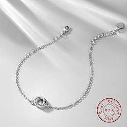 Серебро Переплетающиеся кольца 925 браслеты со звеньями из стерлингового серебра, с печатью s925, серебряные, 6-3/4 дюйм (17 см)